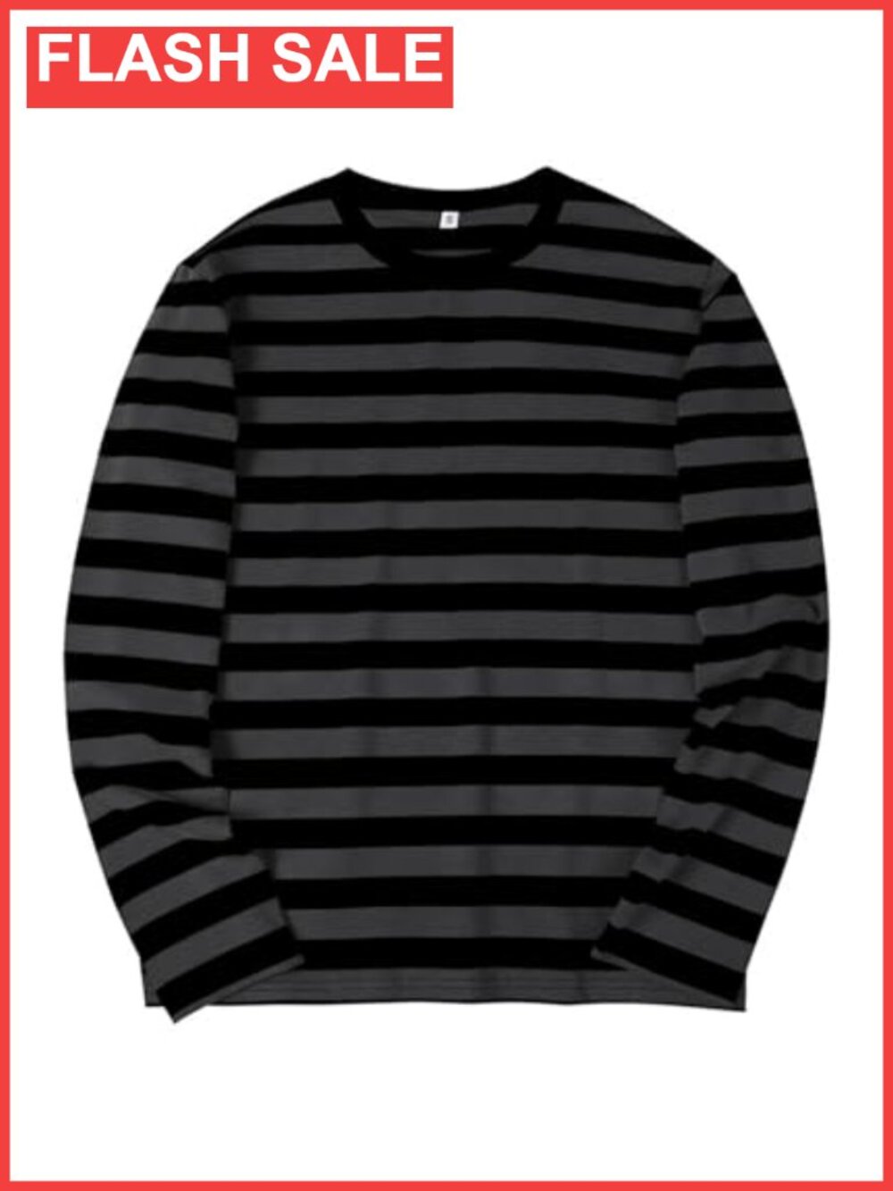 Mens Striped Long Sleeve Crewneck T-Shirt Casual Basic Tee
